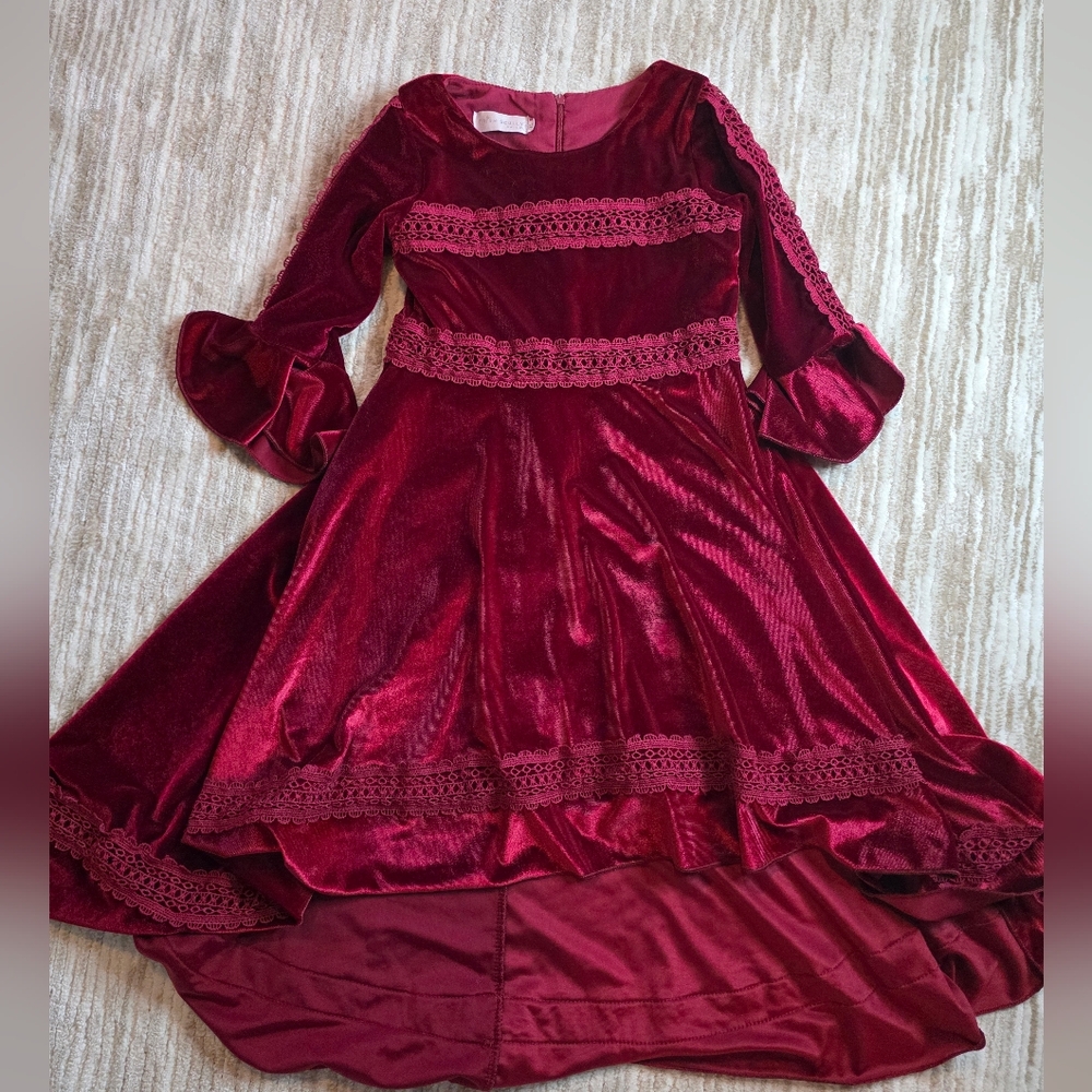 Trish Scully Child Burgundy Velvet Gown Size 6